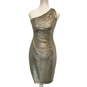 LAUREN by RALPH LAUREN Women's Gold Sheath Sleeveless Cocktail/Evening Dress sz2